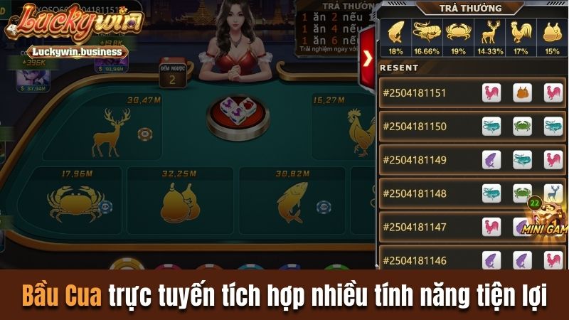 Bầu Cua trực tuyến tích hợp nhiều tính năng tiện lợi