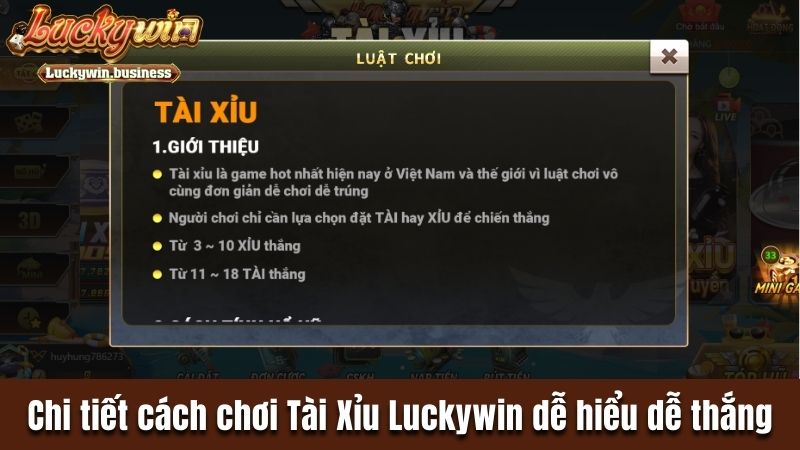 Chi tiết cách chơi Tài Xỉu Luckywin dễ hiểu dễ thắng