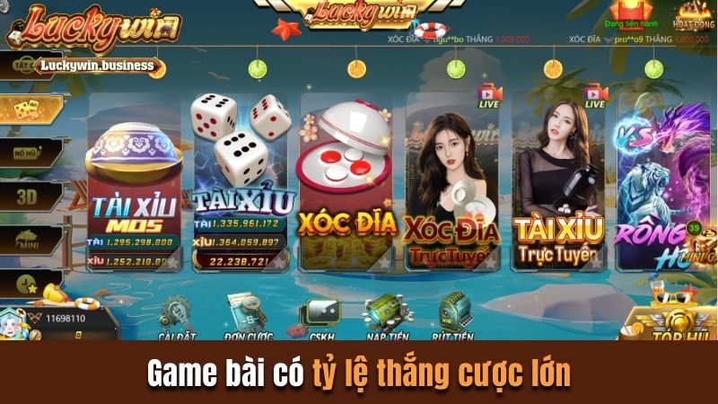Game bài có tỷ lệ thắng cược lớn