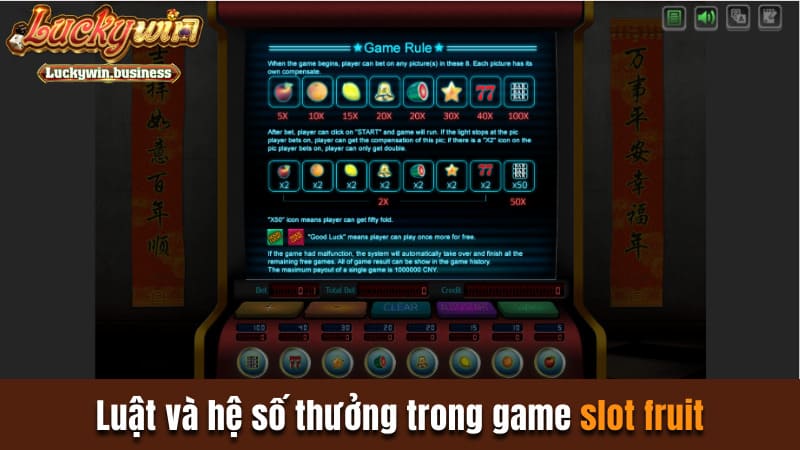 Luật và hệ số thưởng trong game slot fruit